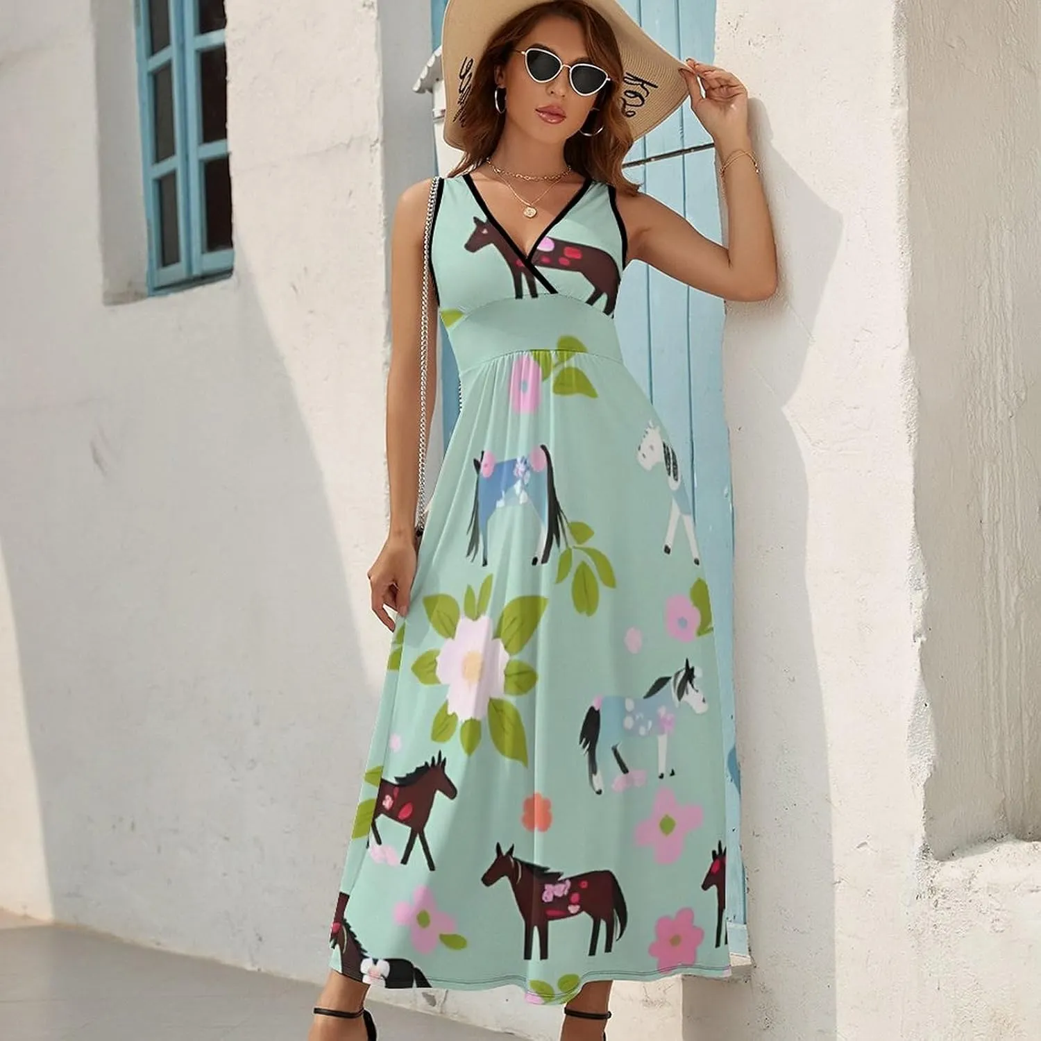Summer 2025 Tunic Dress Sleeveless Adjustable Beach Party Long Maxi Dress