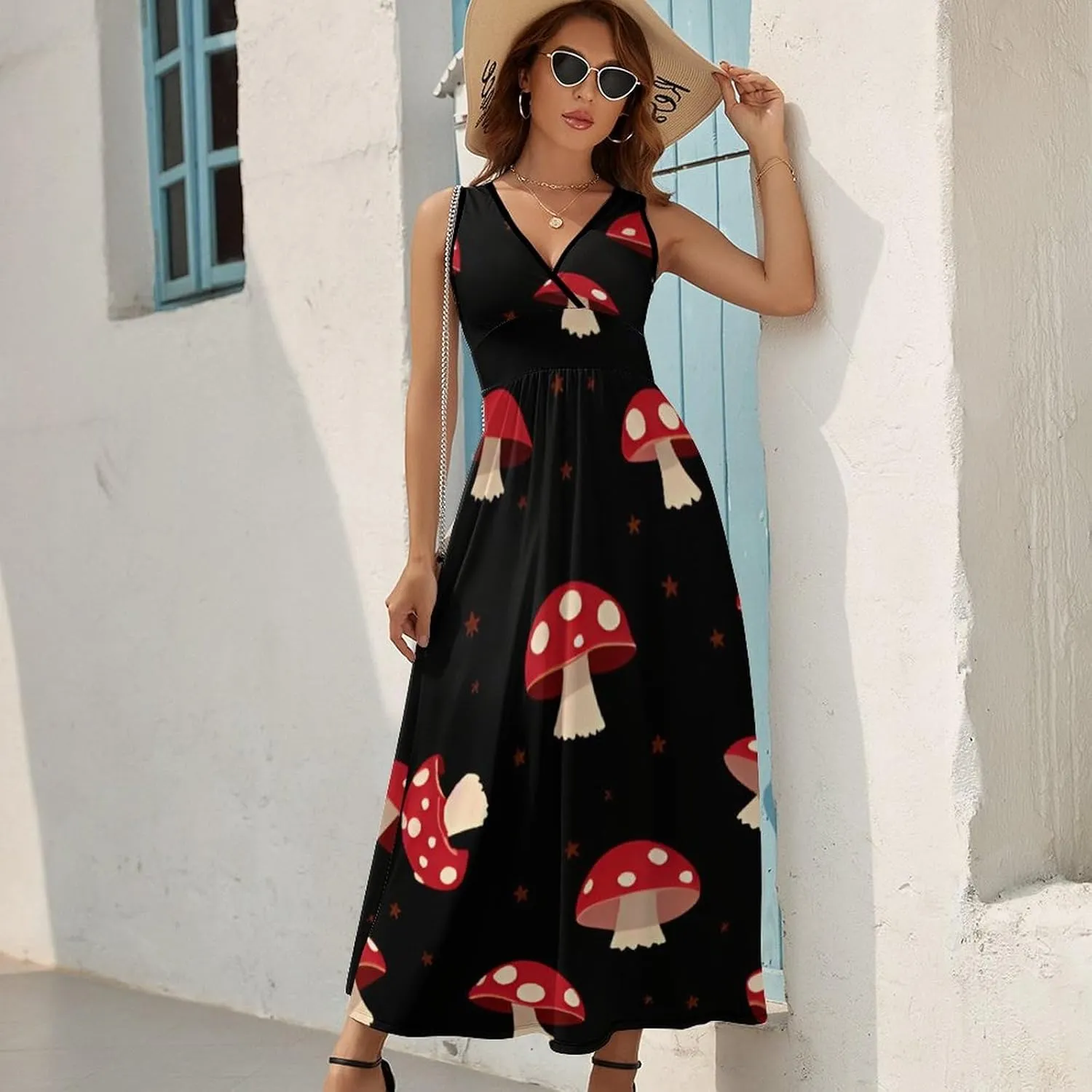 Summer 2025 Tunic Dress Sleeveless Adjustable Beach Party Long Maxi Dress