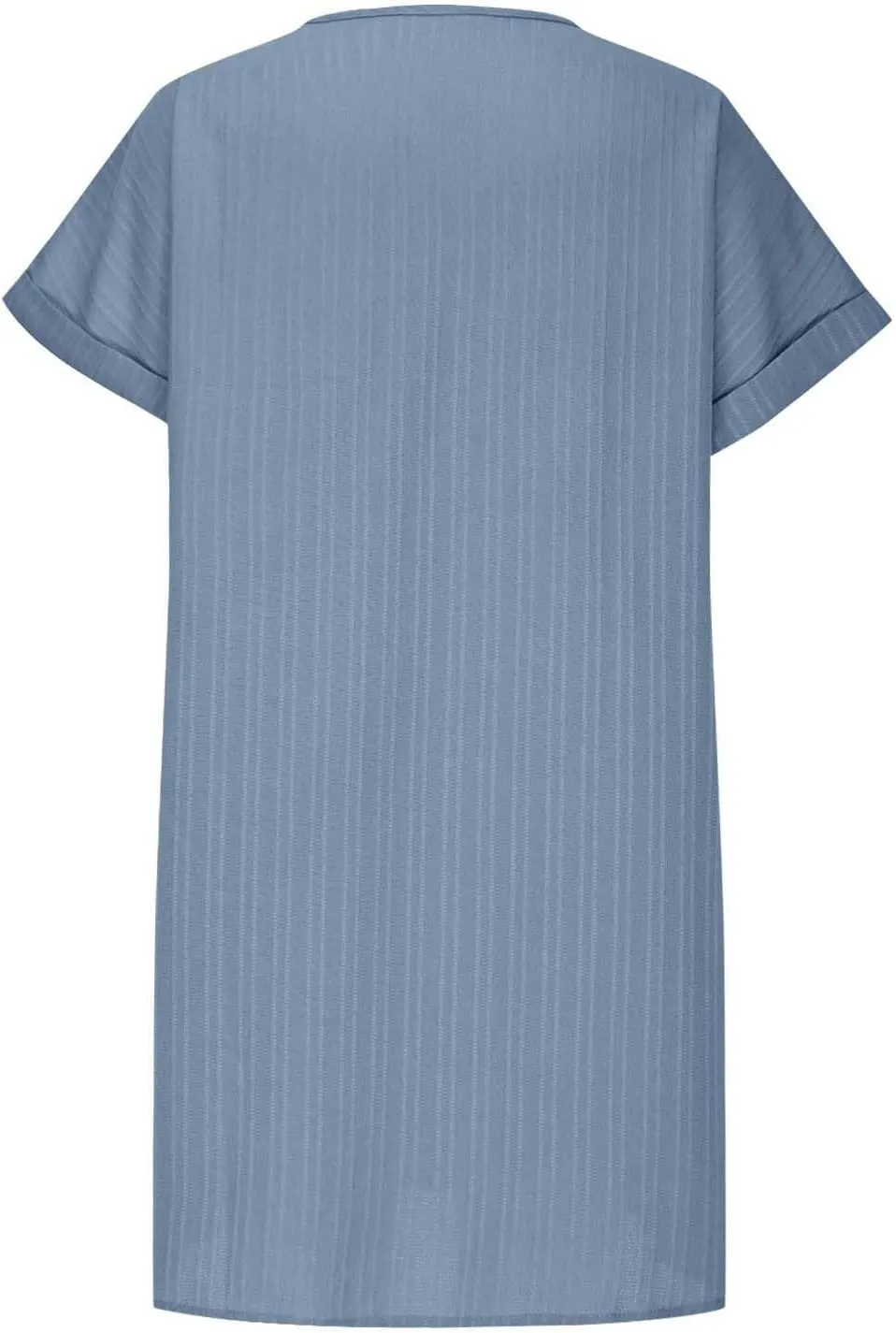 Summer Cotton Linen Collared Shift Shirt Dress Women Casual Loose Fit Roll-Up Short Sleeve V Neck Lounge Dresses