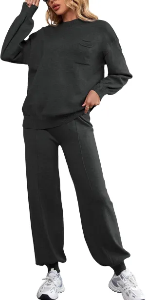 SuperPrity Lounge Sets for Women Fashion Two Piece Outfits Long Sleeve Knit Sweater Sets Jogger Tracksuit 2024 Fall Clothes
