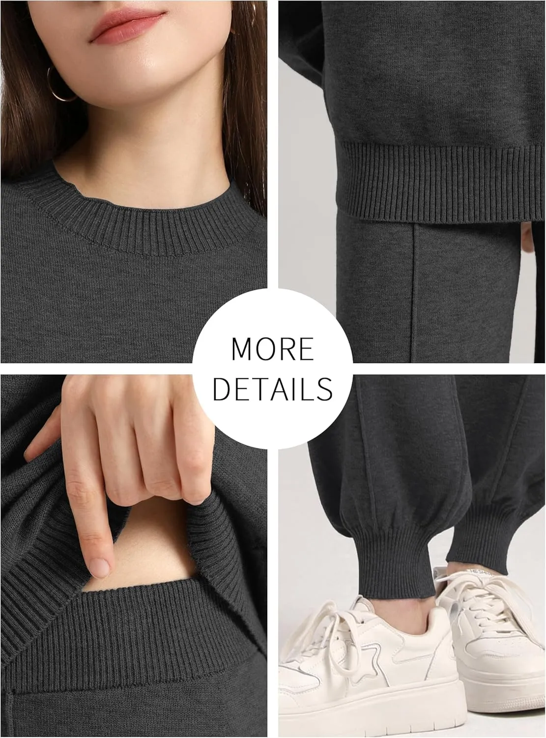 SuperPrity Lounge Sets for Women Fashion Two Piece Outfits Long Sleeve Knit Sweater Sets Jogger Tracksuit 2024 Fall Clothes