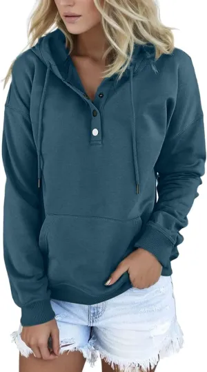 Sweatshirt for Women Fall Women's Casual Hoodies Long Sleeve Solid Lightweight Pullover Tops Loose Sweatshirt with Pocket