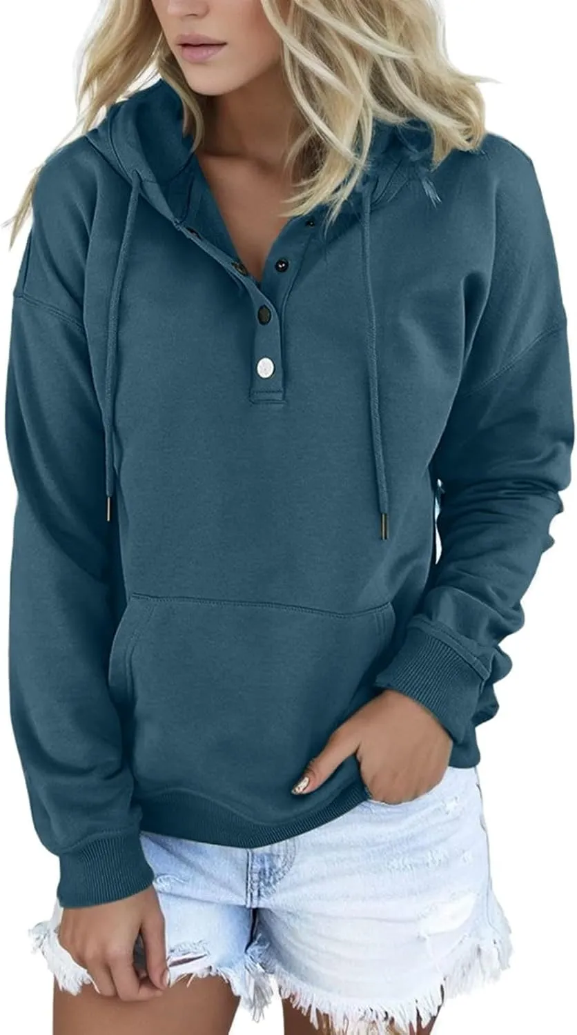 Sweatshirt for Women Fall Women's Casual Hoodies Long Sleeve Solid Lightweight Pullover Tops Loose Sweatshirt with Pocket