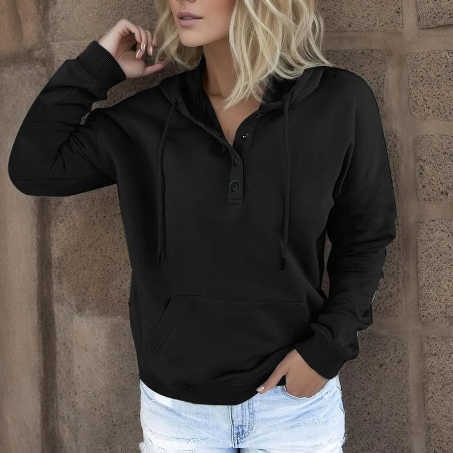 Sweatshirt for Women Zip Up Women's Casual Hoodies Long Sleeve Solid Lightweight Pullover Tops Loose Sweatshirt with Pocket