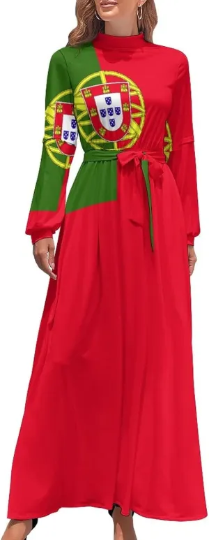 TAIZIYEAH Long Dress Elegant Casual Long Dress Portugal Flag Girls Summer Sunshine Beach Skirts for Womens L
