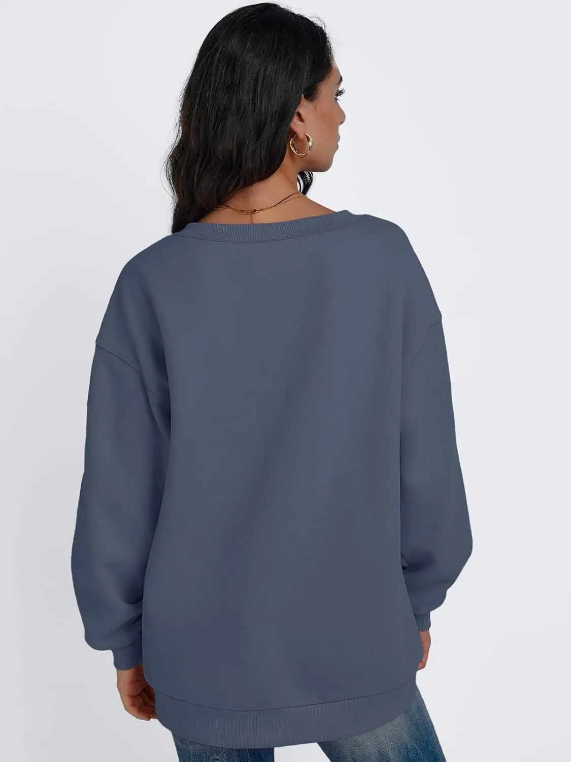 Trendy Queen Womens Oversized Sweatshirts Hoodies Fall Fashion 2024 Outfits Winter Clothes Sweaters Preppy V Neck Teen Girls