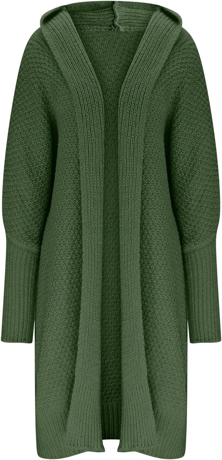 TUNUSKAT Womens Oversized Gray Cardigan Sweaters Fall Winter Fashion Cable Sweater Mid-Length Chunky Open Front Plain Outwear
