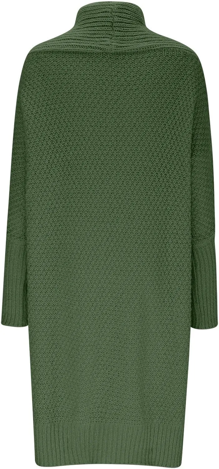 TUNUSKAT Womens Oversized Gray Cardigan Sweaters Fall Winter Fashion Cable Sweater Mid-Length Chunky Open Front Plain Outwear
