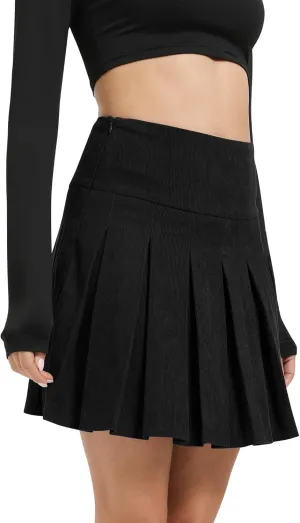 Urban CoCo Women's Pleated Mini Skirt Casual High Waisted Tennis Skirts with Shorts