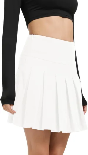 Urban CoCo Women's Pleated Mini Skirt Casual High Waisted Tennis Skirts with Shorts
