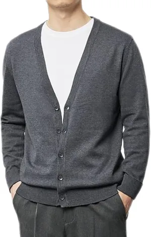 utcoco Men's Cotton Long Sleeve Knit Cardigan Open Front Button Down Cardigan Sweaters for Men