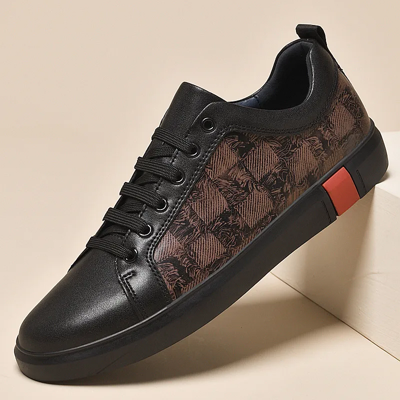 Vera | Men's Checkered Leather Low-Top Sneakers