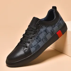 Vera | Men's Checkered Leather Low-Top Sneakers