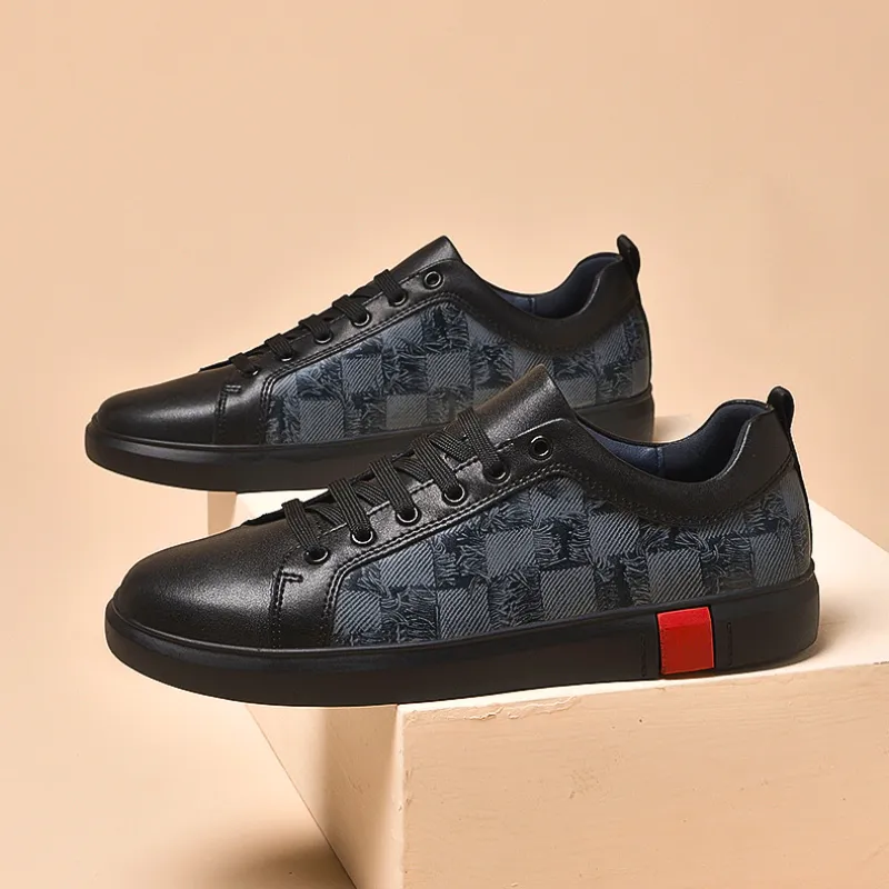 Vera | Men's Checkered Leather Low-Top Sneakers