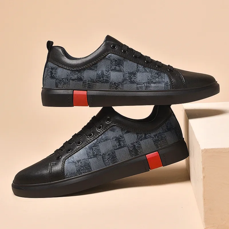 Vera | Men's Checkered Leather Low-Top Sneakers