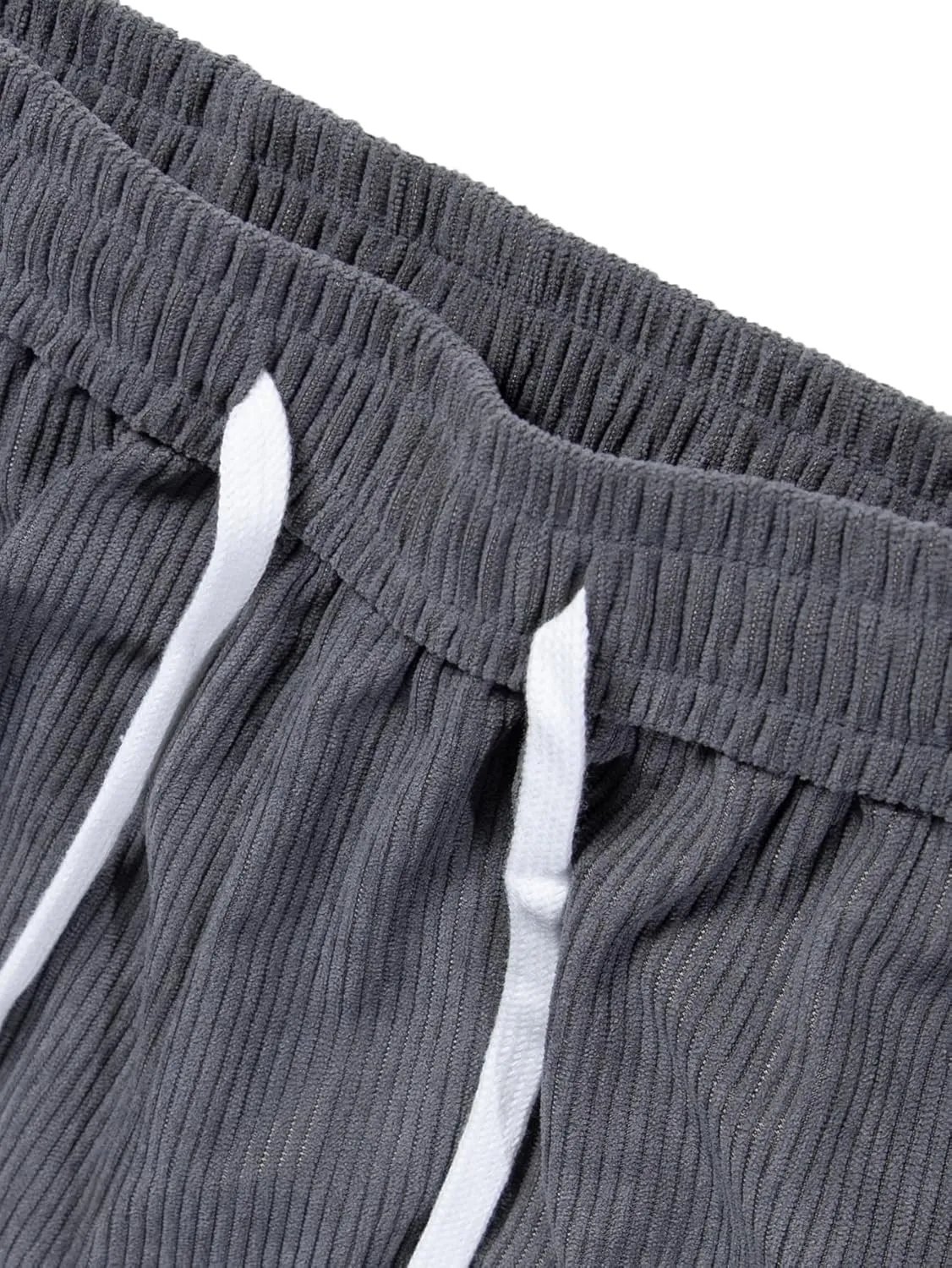 Verdusa Men's Casual Straight Leg Pants Drawstring Waist Loose Trousers with Pockets