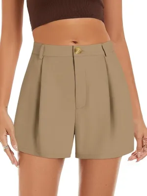 Wkior Shorts for Women Summer Elastic High Waisted Business Casual Work Shorts with Pockets