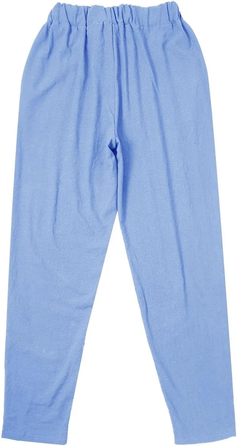 Women Casual Breathable Loose Fit Pants Trendy Summer Linen Trouser Plus Size Office Elegant Ankle-Length Casual Pant