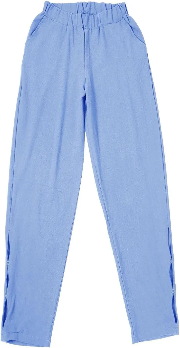 Women Casual Breathable Loose Fit Pants Trendy Summer Linen Trouser Plus Size Office Elegant Ankle-Length Casual Pant