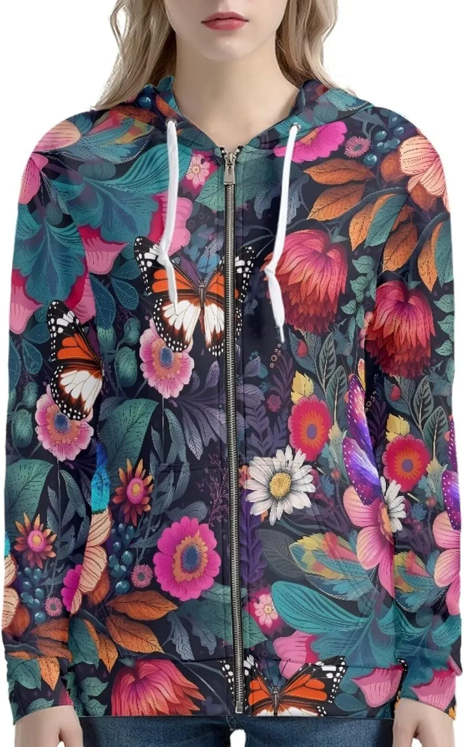 Women Casual Zip Up Hoodie Jacket Lightweight Comfy Loose Long Sleeve Sweatshirt with Pockets XS-5XL