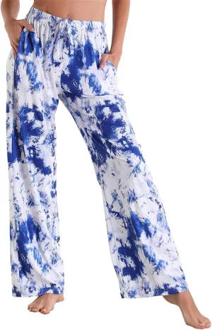 Women Elastic High Waist Pajama Trendy Cute Printed Home Lounge Sleep Pants Indoor Gym Workout Yoga Casual Sweatpants