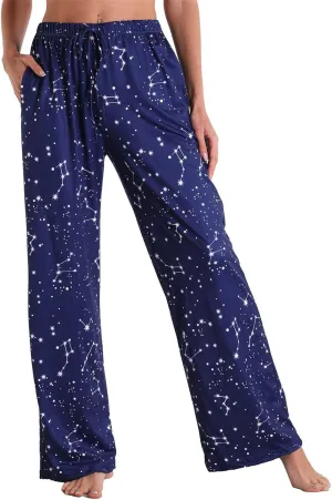 Women Elastic High Waist Pajama Trendy Cute Printed Home Lounge Sleep Pants Indoor Gym Workout Yoga Casual Sweatpants