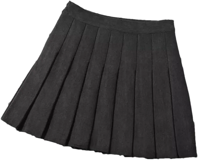 Women Fashion School Uniform Mini Pleated Skirts Stretch High Waist A-Line Skater Skirt