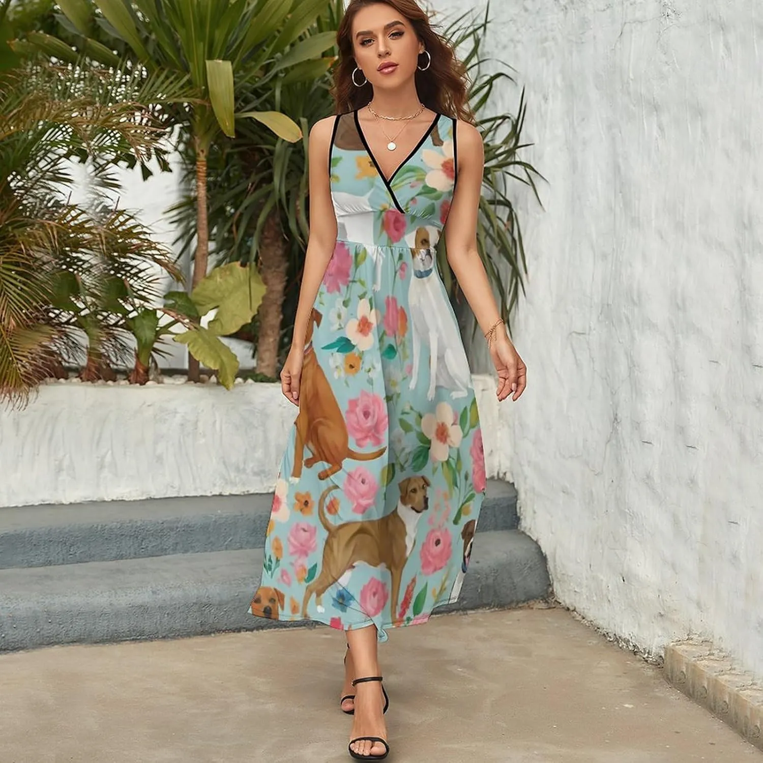 Women Girls Casual Flowy Long Dress for Party Holiday Beach