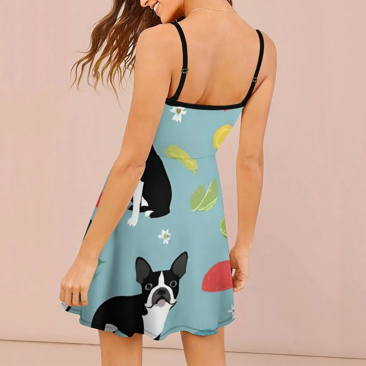 Women Girls U-Neck Sleeveless Flared Midi Dress for Party Holiday Beach