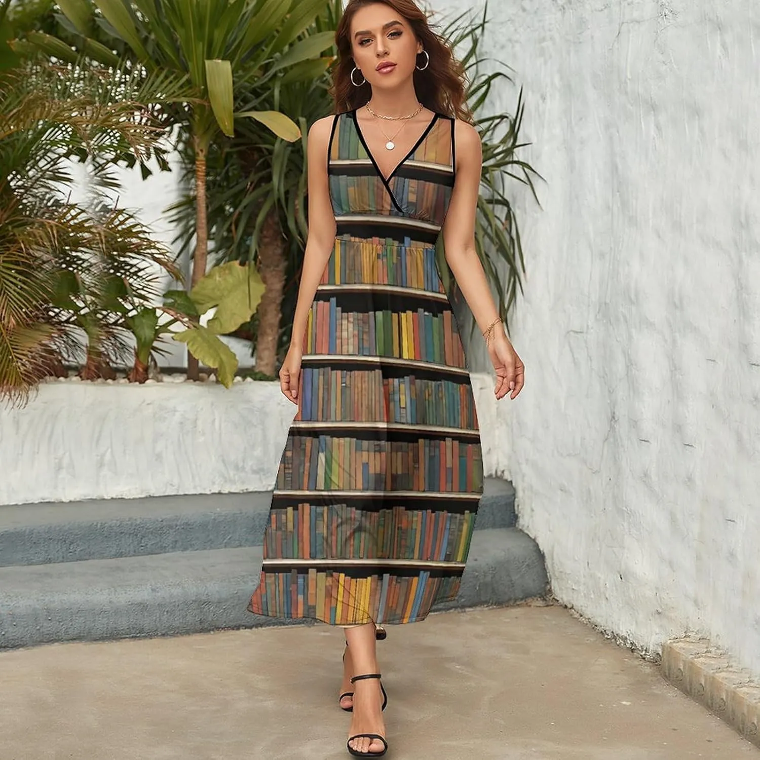 Women Girls V-Neck Sleeveless Swing Dress for Party Holiday Beach