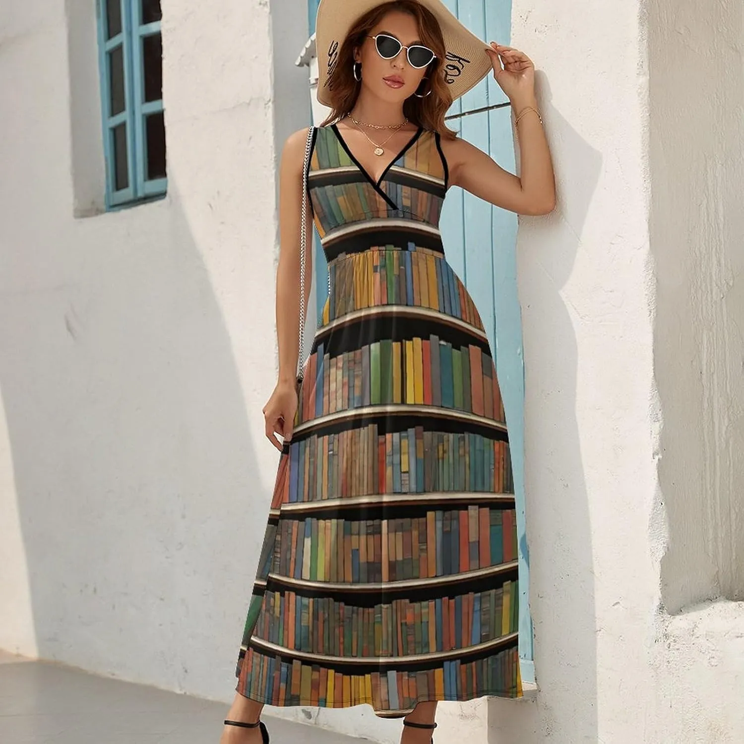 Women Girls V-Neck Sleeveless Swing Dress for Party Holiday Beach