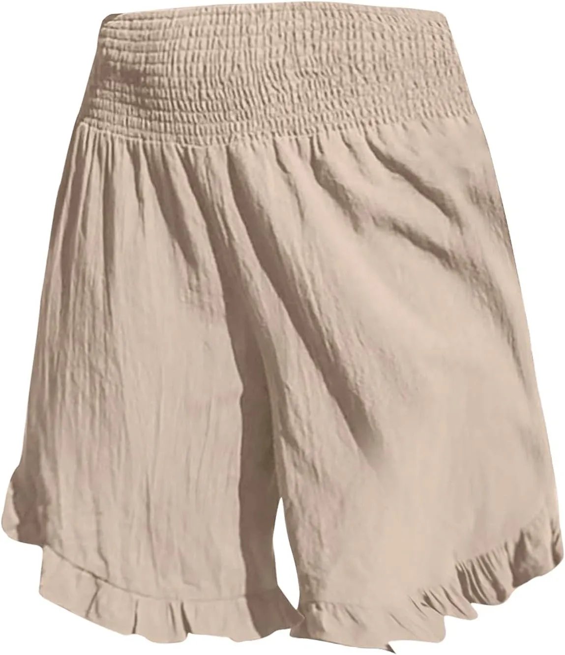 Women High Waisted Ruffle Hem Shorts Stylish Active Activities Loose Fit Casual Wear Pant Beach Boho Flowy Yoga Short