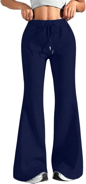 Women High Waisted Straight Leg Flare Pants Outdoor Active Running Bell Bottom Sweatpant Tummy Control Casual Trouser