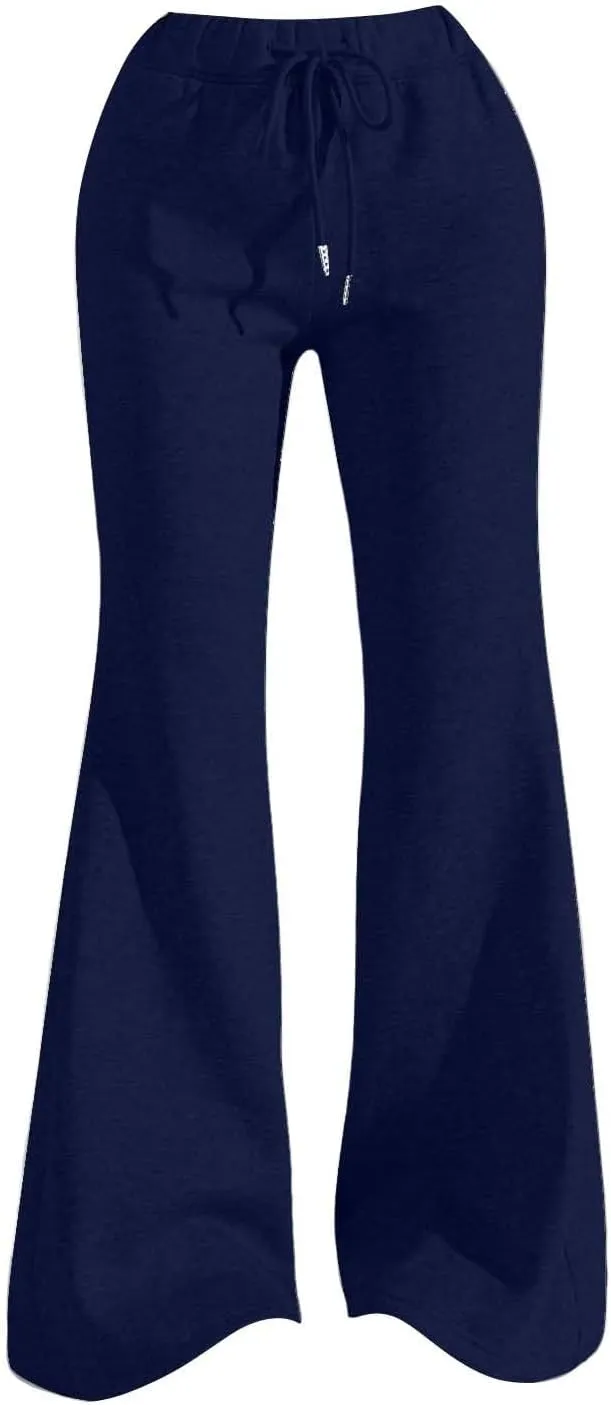 Women High Waisted Straight Leg Flare Pants Outdoor Active Running Bell Bottom Sweatpant Tummy Control Casual Trouser