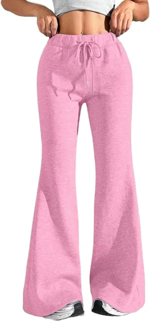 Women High Waisted Straight Leg Flare Pants Outdoor Active Running Bell Bottom Sweatpant Tummy Control Casual Trouser