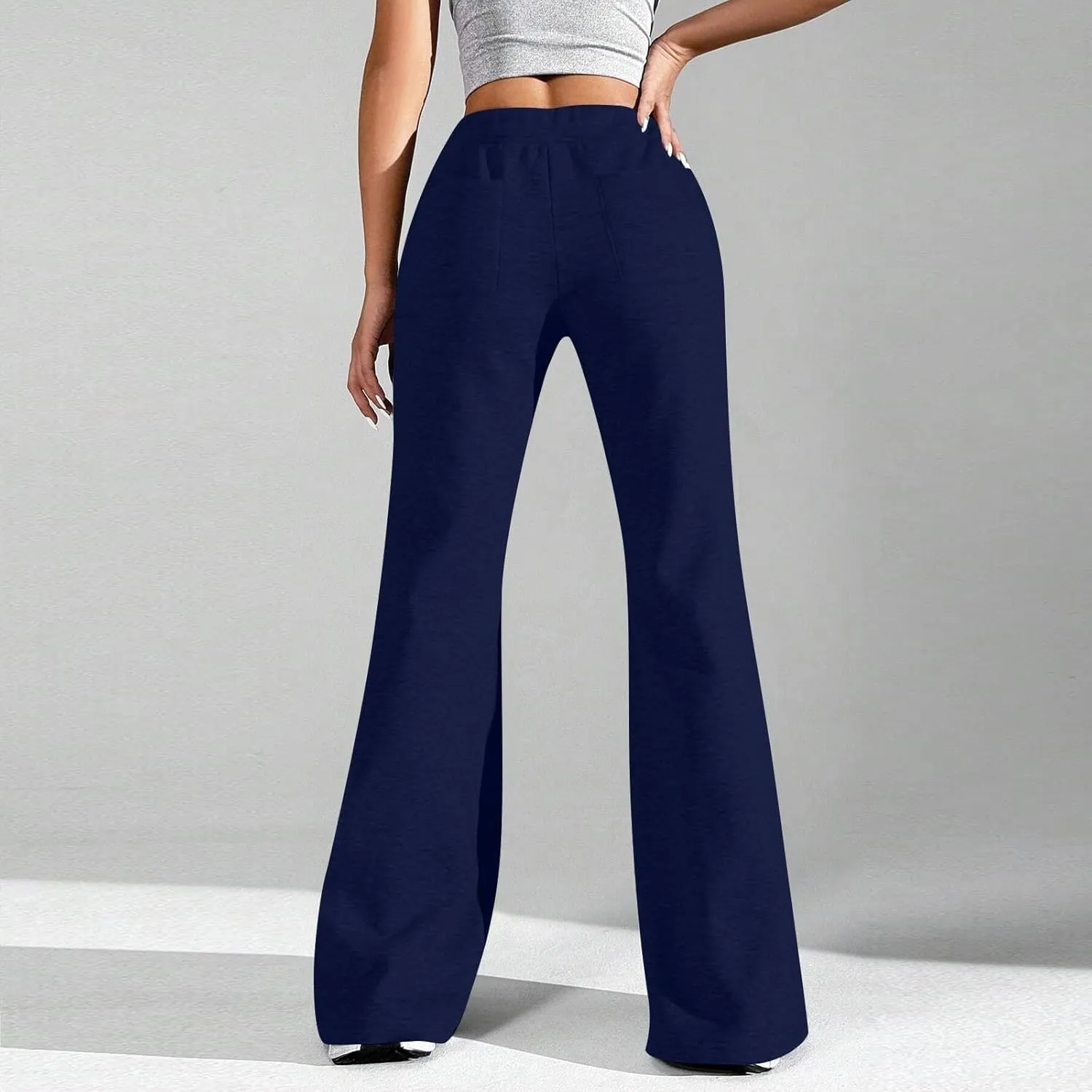 Women High Waisted Straight Leg Flare Pants Outdoor Active Running Bell Bottom Sweatpant Tummy Control Casual Trouser