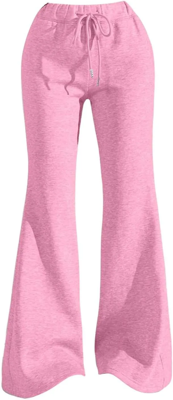 Women High Waisted Straight Leg Flare Pants Outdoor Active Running Bell Bottom Sweatpant Tummy Control Casual Trouser