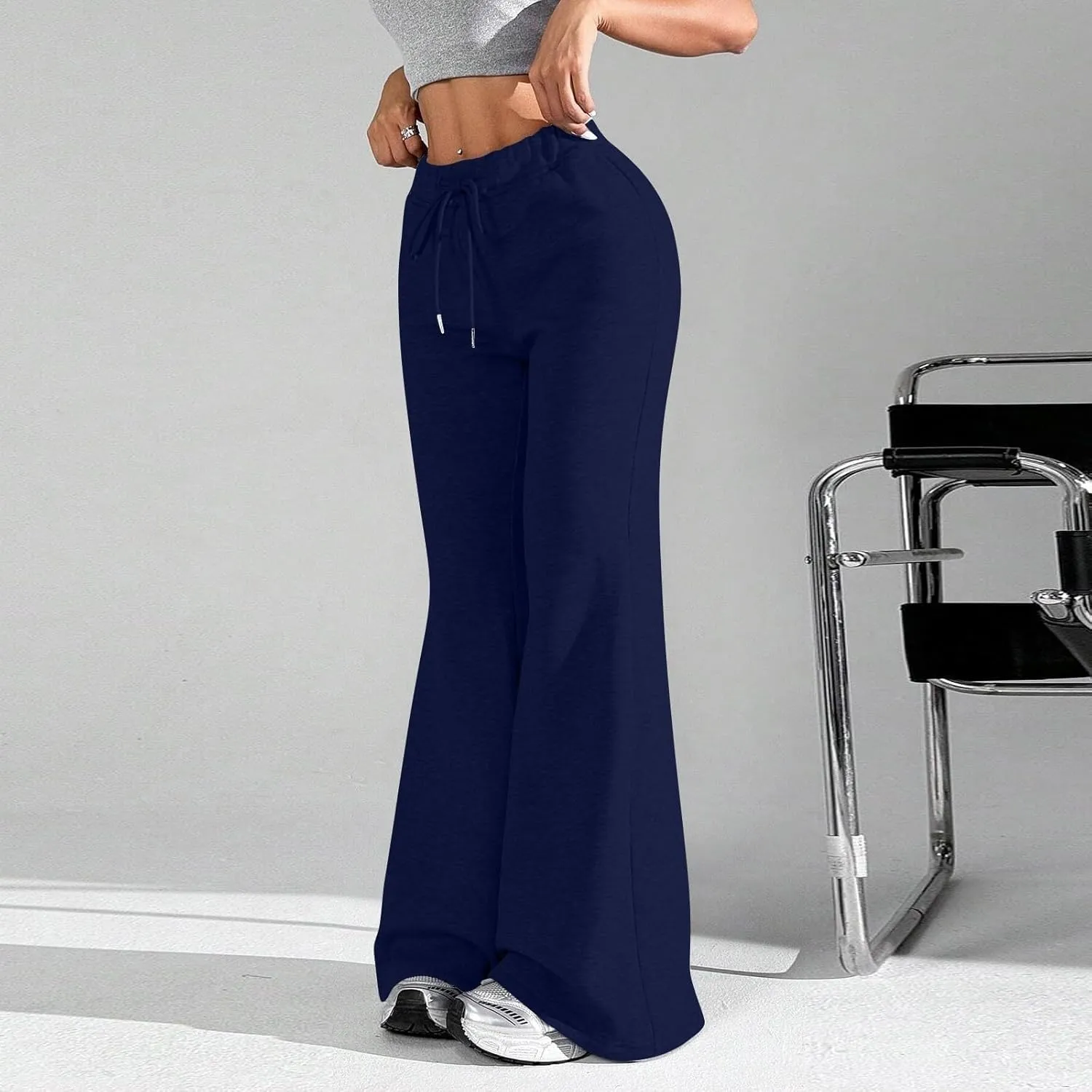 Women High Waisted Straight Leg Flare Pants Outdoor Active Running Bell Bottom Sweatpant Tummy Control Casual Trouser