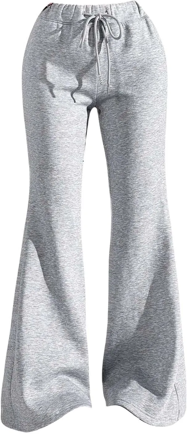 Women High Waisted Straight Leg Flare Pants Outdoor Active Running Bell Bottom Sweatpant Tummy Control Casual Trouser