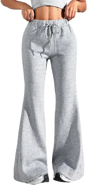 Women High Waisted Straight Leg Flare Pants Outdoor Active Running Bell Bottom Sweatpant Tummy Control Casual Trouser
