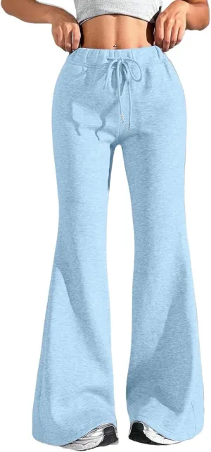 Women High Waisted Straight Leg Flare Pants Outdoor Active Running Bell Bottom Sweatpant Tummy Control Casual Trouser