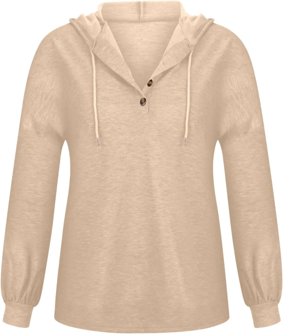 Women Hoodies Drawstring Long Sleeve Pullover Drop Shoulder V Neck Sweatshirt Casual Versatile Trendy Hooded Shirt