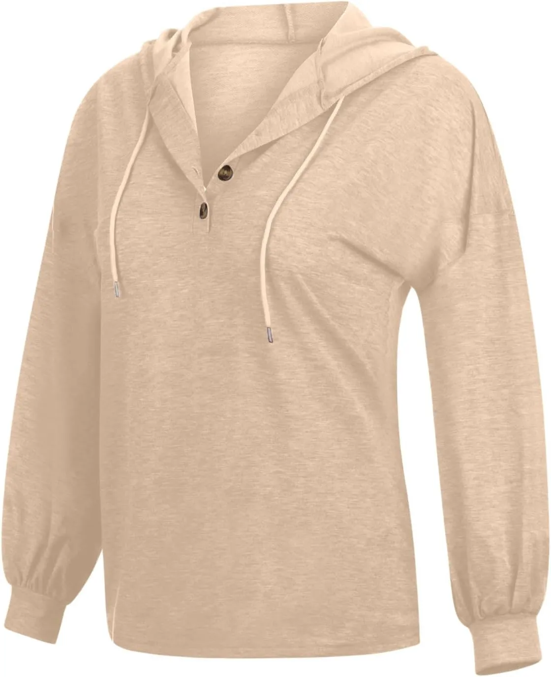 Women Hoodies Drawstring Long Sleeve Pullover Drop Shoulder V Neck Sweatshirt Casual Versatile Trendy Hooded Shirt