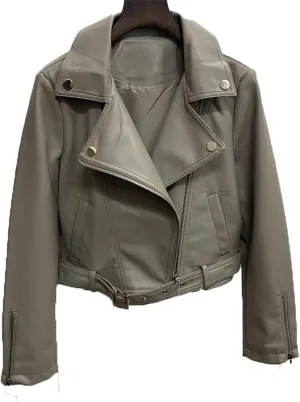 Women jacket Spring Autumn Women Biker Faux Soft Leather Jacket Long Sleeve Zipper Coat Female Moto Outwear