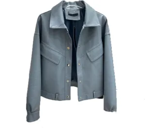 Women jacket Women Loose Faux Leather Jackets Ladies Turn Down Collar Single-Breasted Coat Female Moto Biker Outwear