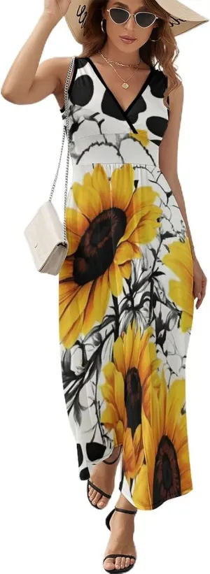 Women Ladies Sleeveless Midi Tank Dress for Party Holiday Beach
