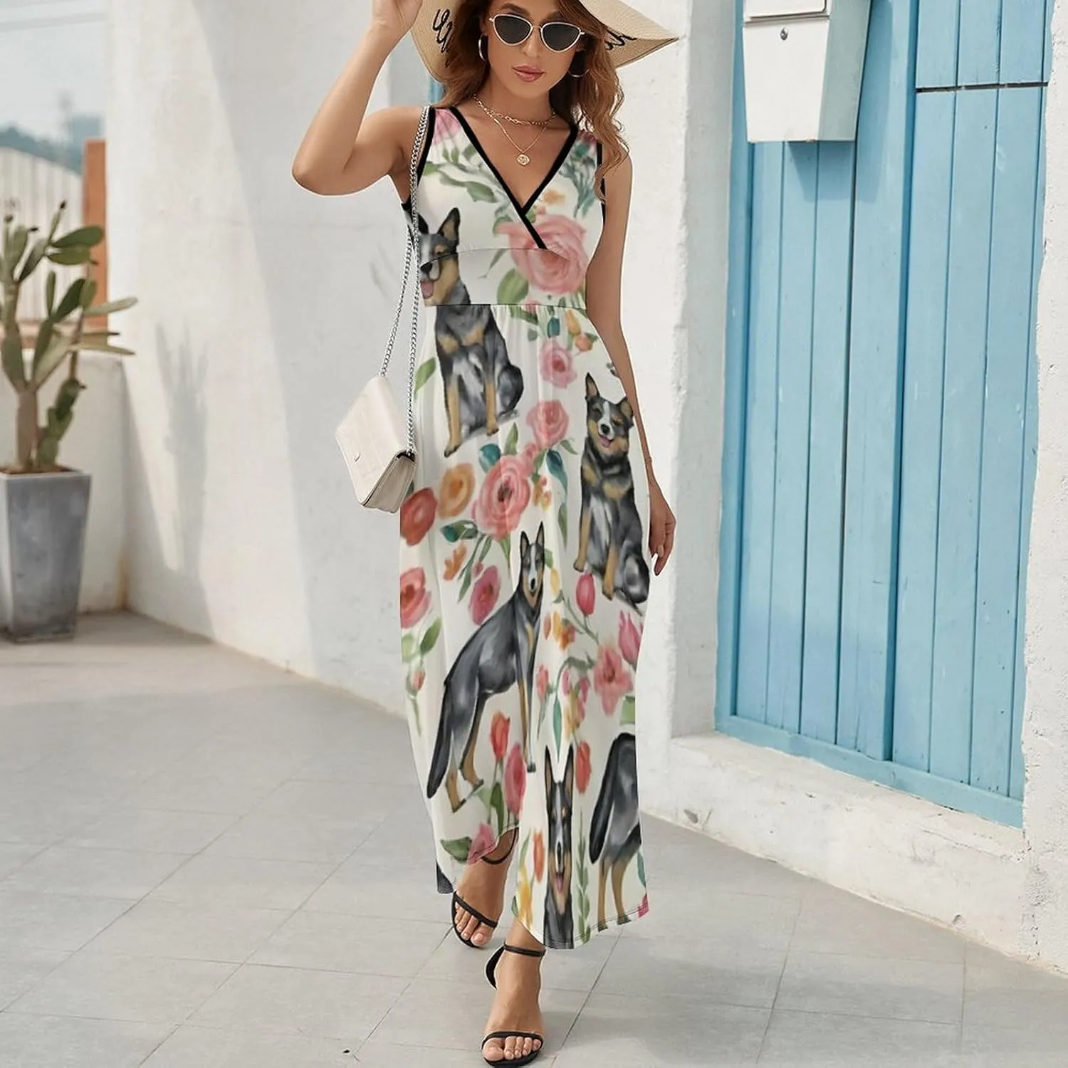 Women Ladies Sleeveless Midi Tank Dress for Party Holiday Beach