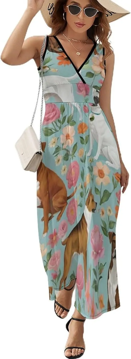 Women Ladies Sleeveless Midi Tank Dress for Party Holiday Beach
