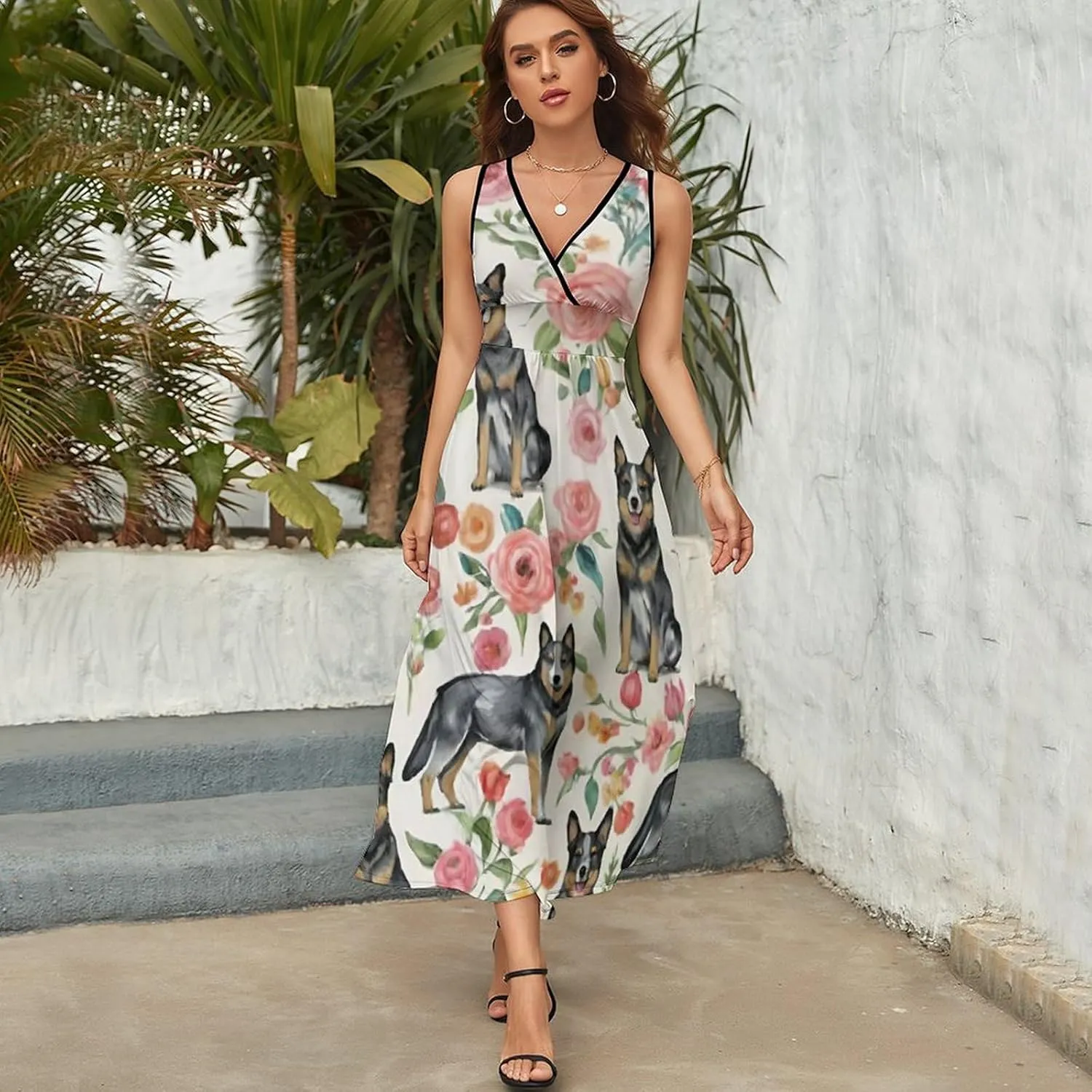 Women Ladies Sleeveless Midi Tank Dress for Party Holiday Beach
