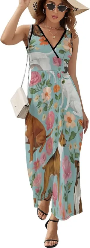 Women Ladies Sleeveless Midi Tank Dress for Party Holiday Beach